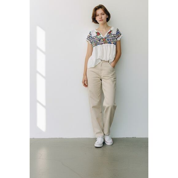 Anthropologie Vanessa & Virginia Embroidered Boho High Low Peasant Top Sz 6 - Picture 9 of 15